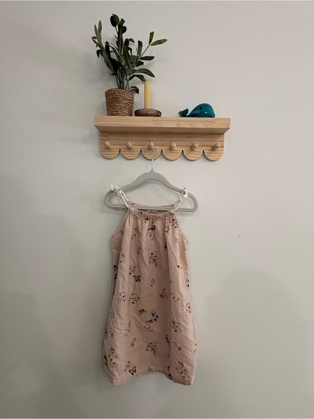 H&M Pale Pink Floral Elastic-Waist Skirt